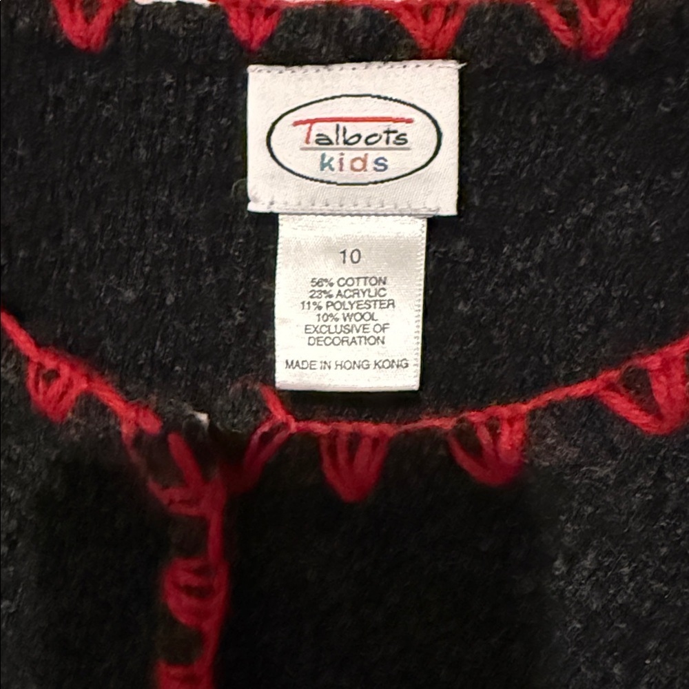 Talbots Kids Black Scottie Dog Button-Up Sweater – Size 10 - Picture 2 of 6